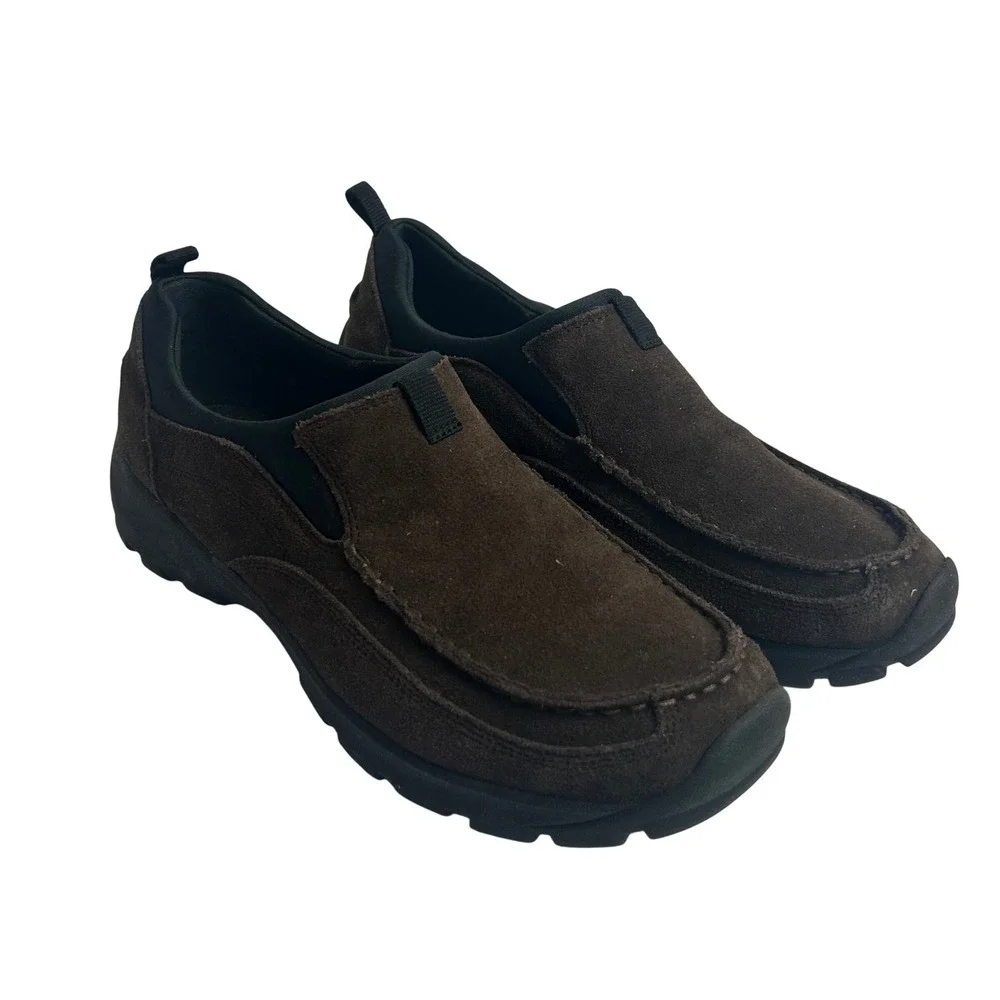 Lands End Mens Brown Suede Slip On Moc Toe Loafers Shoes 459069 Size 12D - Picture 1 of 9